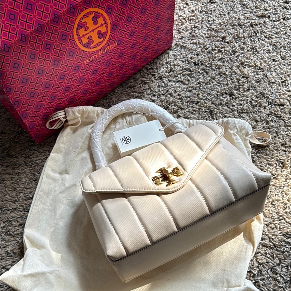 NWT Tory Burch Kira Small Top Handle Satchel - color: Brie (cream)